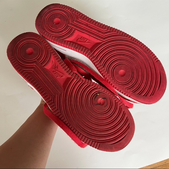 Nike Air Force 1 Low Top in Valentine's Day Fleece Red & White Sneaker - Picture 9 of 11